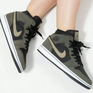 Womens Nike Air Jordan 1 Mid Trooper Sequoia / Military Green